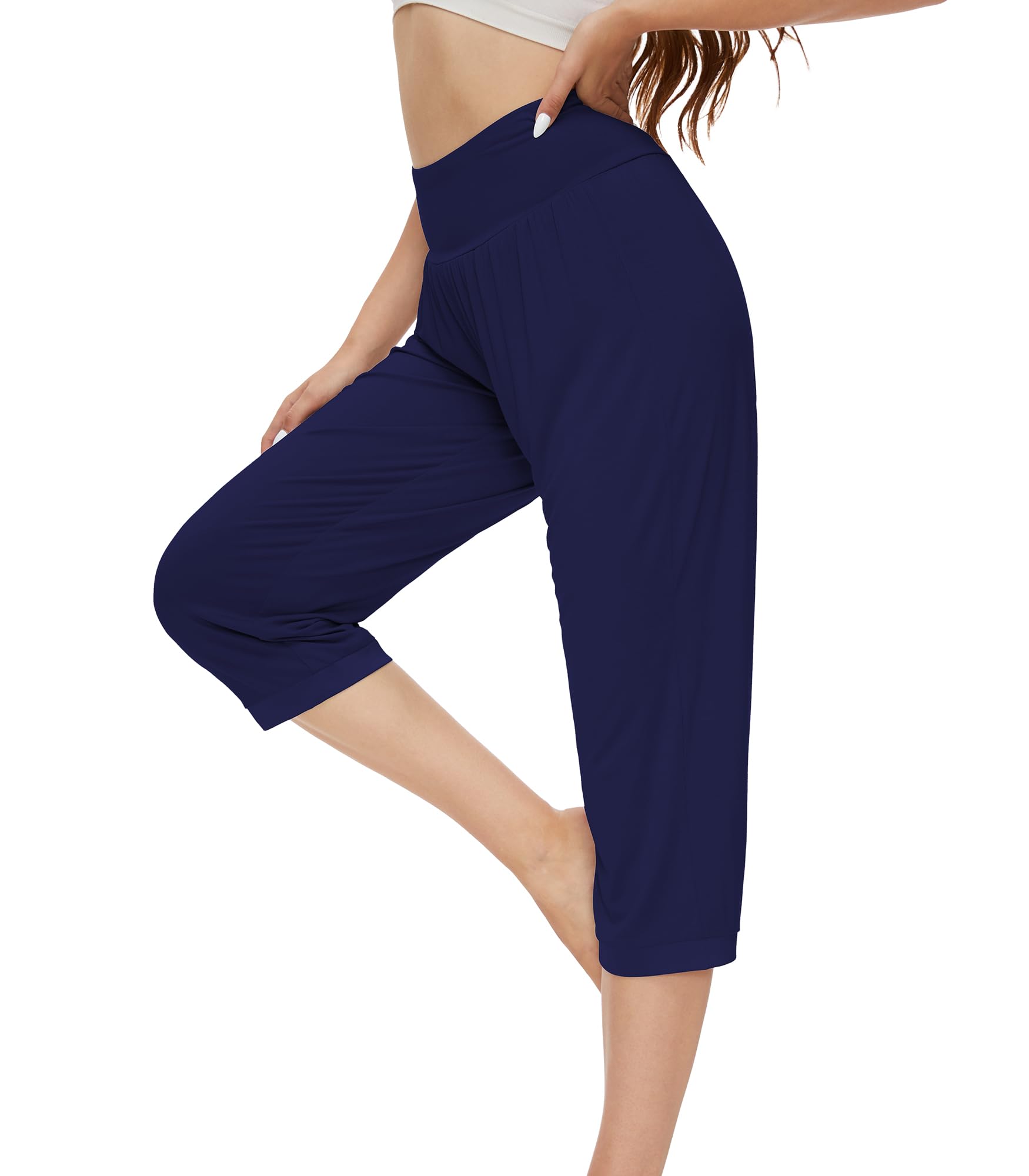 WiWi Viscosa di Bamboo - Pantaloni da pigiama a capri, da donna, casual, taglie S-XXL