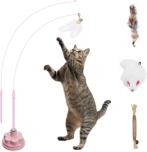 Miniatura 8 de Juguetes interactivos 3 en 1 con ventosa para gatos de interior, juguete interactivo 3 en 1 para gatos de interior, juego automático o de mano,