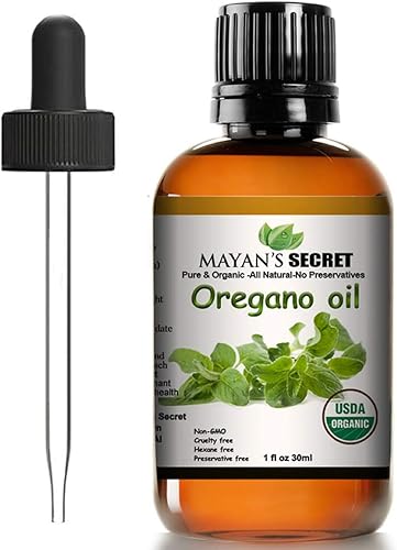 Mayan's Secret Aceite esencial de orégano orgánico certificado por USDA (100% puro y natural, sin diluir) enorme botella de 1 onza, perfecto para