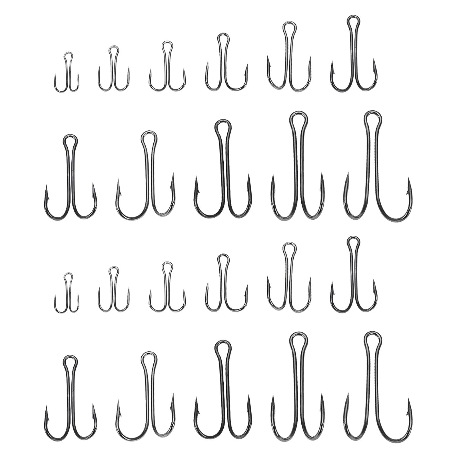 SG Store 55PCS Double Fishing Hooks #1-#3/0 High Carbon Steel Fishing Double Hooks Sharp Open Shank Barbed for Saltwater Freshwater