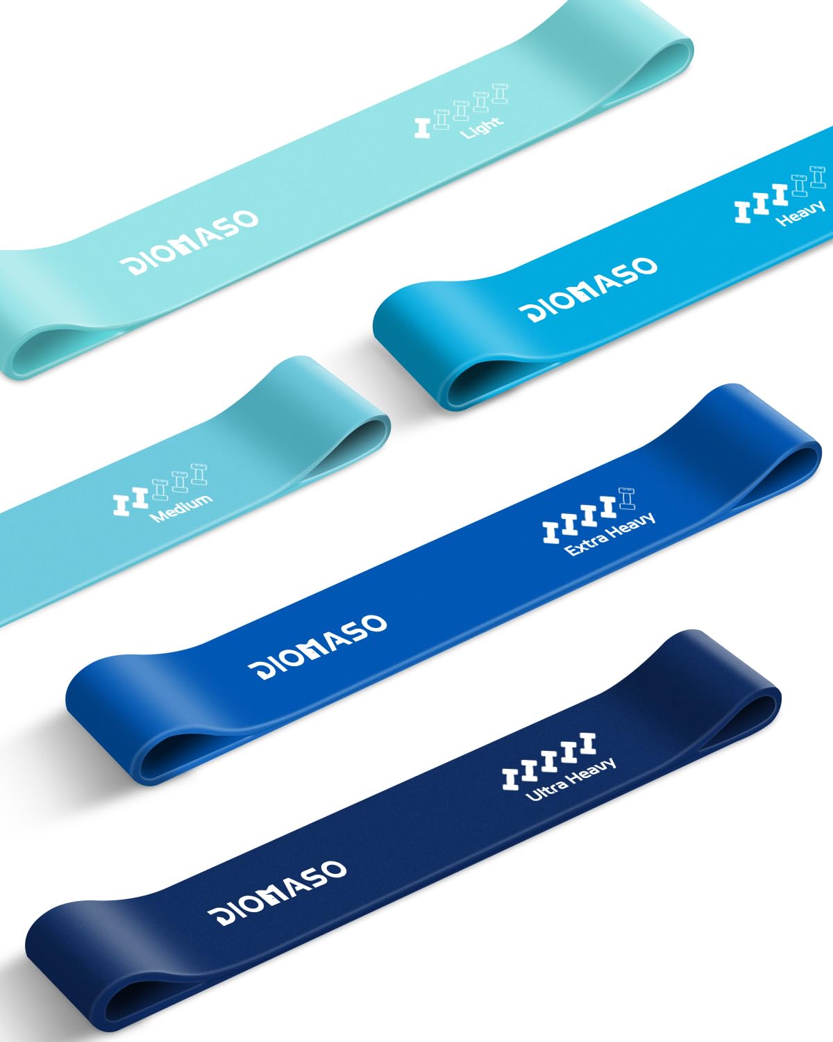 DIOMASO Fitnessbänder 5er Set in Exklusiv-Farbe, Hochwertige Widerstandsbänder (5 Stärken) mit Tasche, Resistance Bands für Training, Yoga, Muskelaufbau