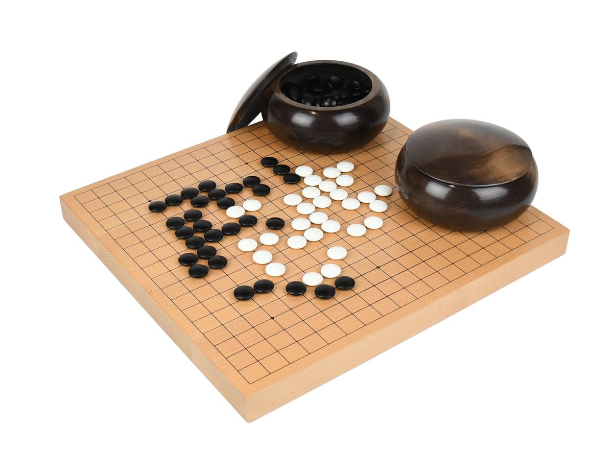 Go Masters Intermediate Go Set - Wooden Board, Glass Stones and Bowls
