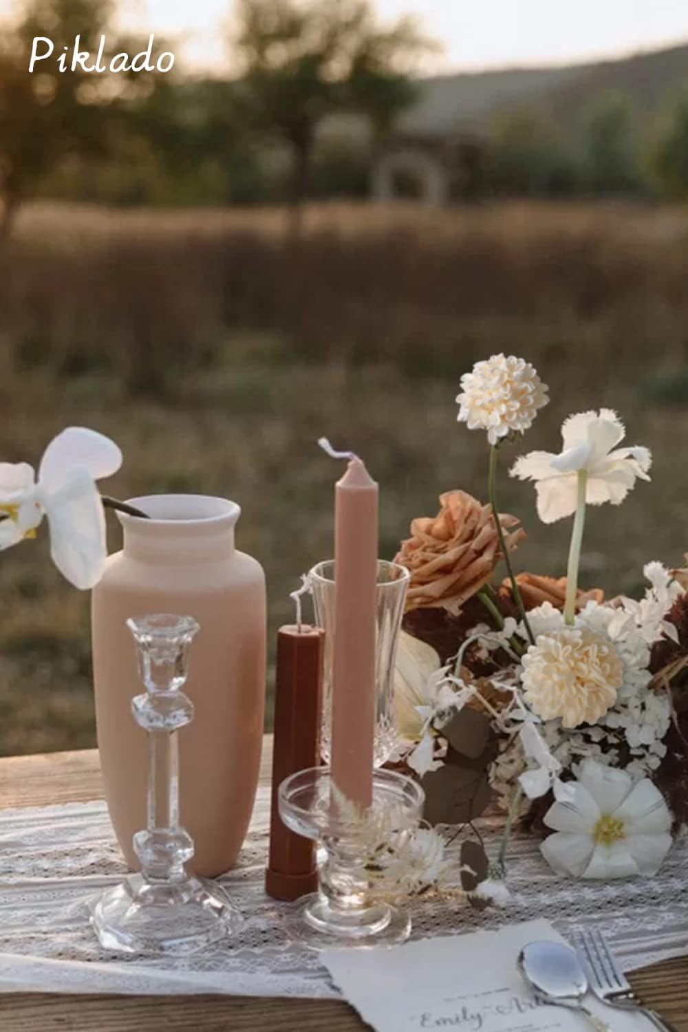 Artificial Wedding Dahlia Flowers 25 pcs Ivory Fake Roses w/Stem for DIY Wedding Decor Centerpieces Arrangements Bouquets(Champagne) - Image 5