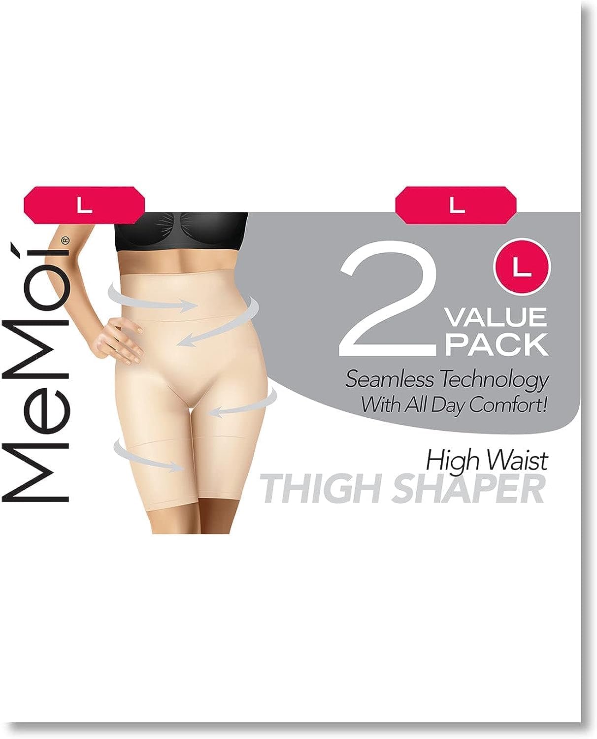 MeMoi 2 Pair High-Waist Shapewear Shorts, Smooth Thigh Shaper Shorts, Comfortable Womens Shapewear - Sizes S-4X - Image 4