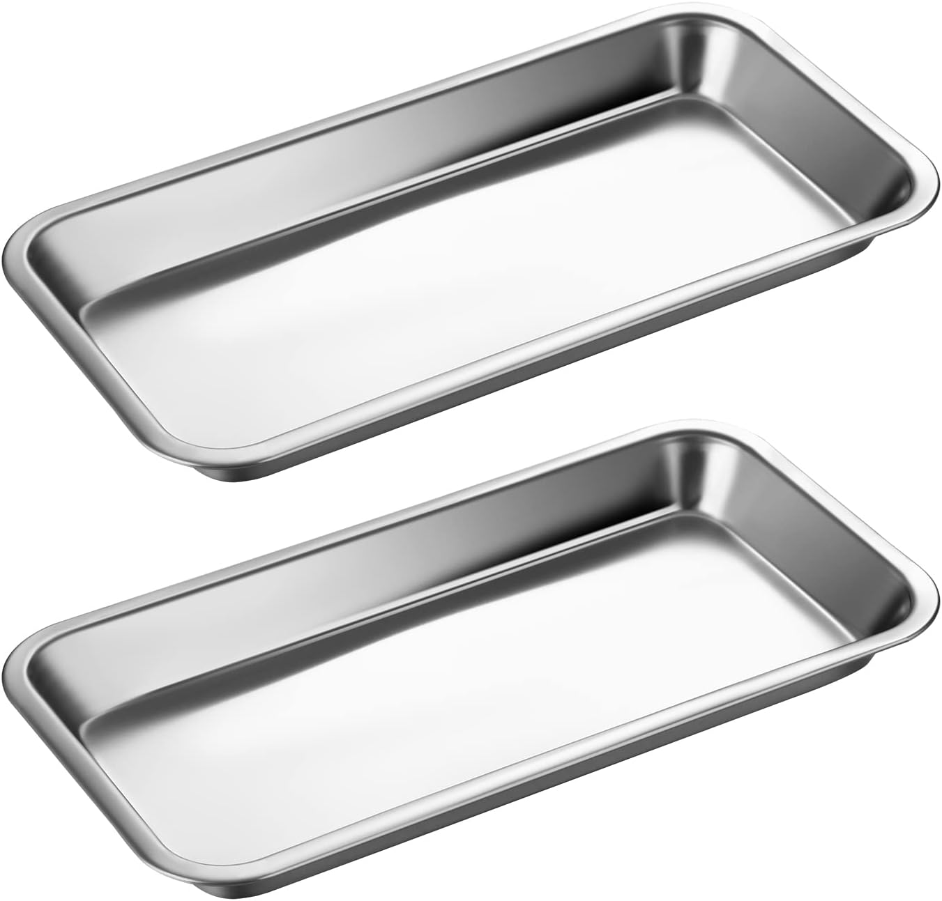 NUOMI Medical Surgical Tray Stainless Steel Instrument Trays Organizer 2 Pack Dental Procedure Tray Tools