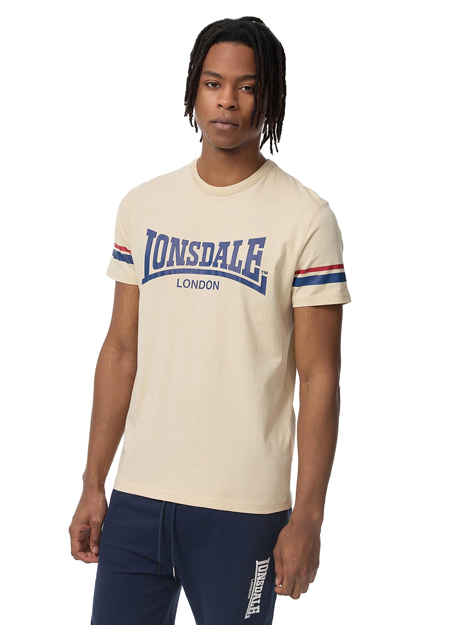 Lonsdale Herren T-Shirt CREICH Sand/Navy/Red L 117363