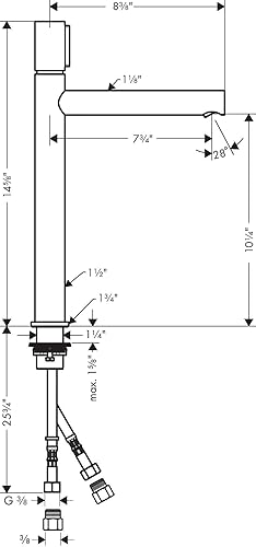 Miniatura 4 de AXOR Uno Modern 45014001 - Grifo de lavabo de baño pulido a mano con 1 manija y 15 pulgadas de alto en cromo, 45014001