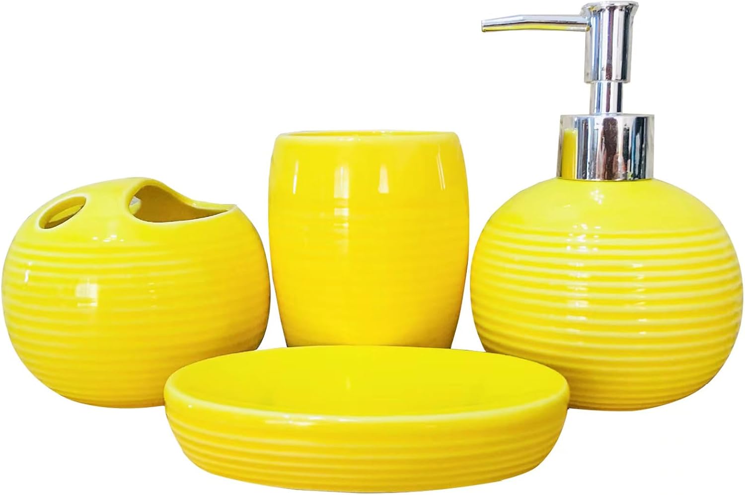 XIRYAER Yellow Bathroom Accessories Set 4 Piece Ceramic