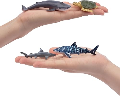 Miniatura 4 de TOYMANY 24 mini figuras de animales marinos: adornos realistas para tartas con tiburones, ballenas y pulpos, ideal para fiestas infantiles, regalos