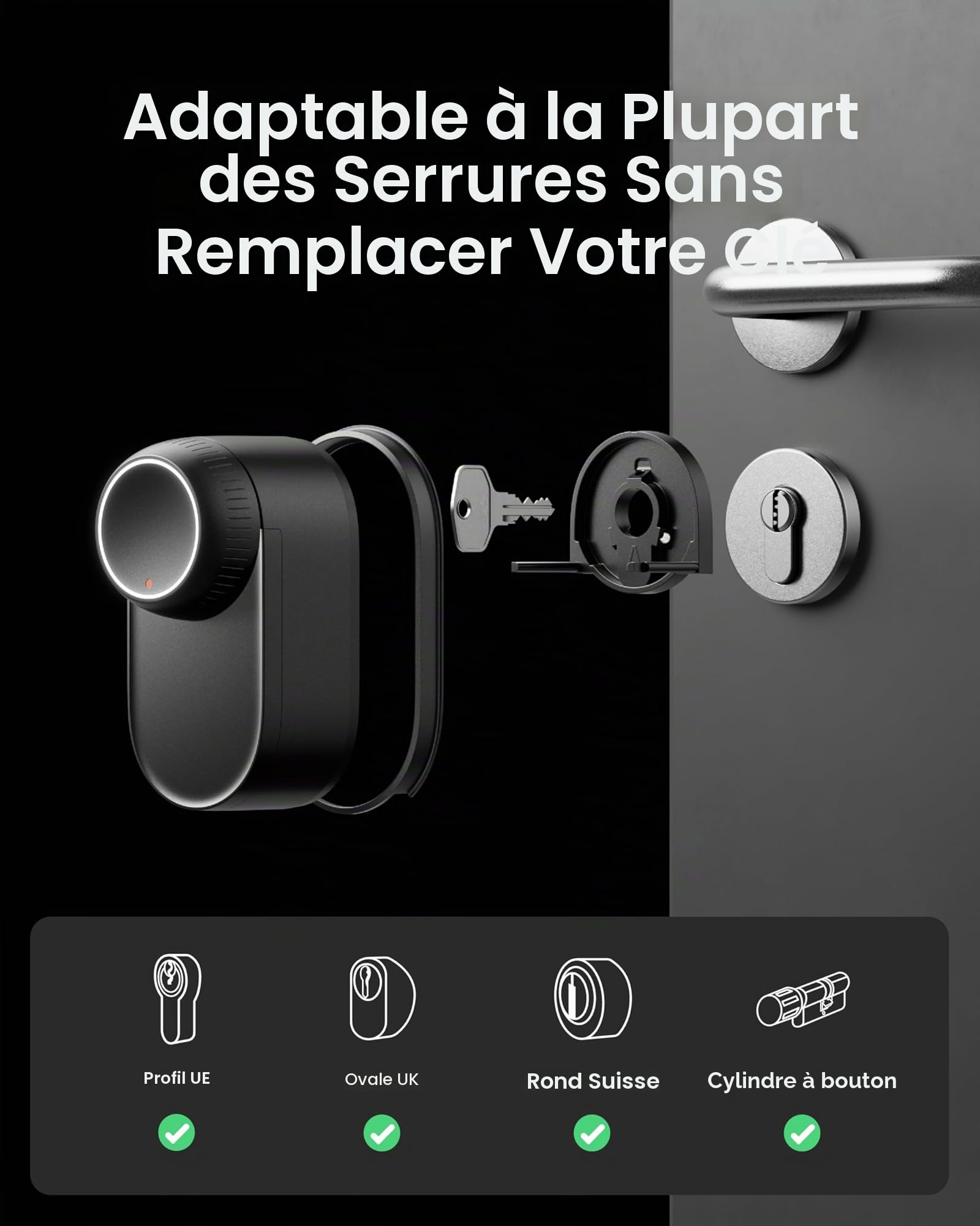 SwitchBot Wi-Fi Smart Lock Ultra avec sonnette vidéo, avec déverrouillage par empreinte digitale, serrure électronique, ouverture de porte par empreinte digitale, code de passe, smartphone, Alexa
