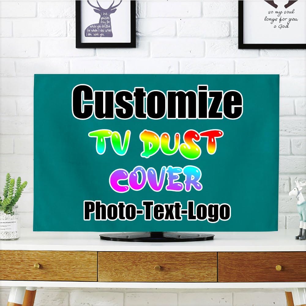 Personalized TV Dust Cover, Cover Type 65" LCD LED, Customized with Photo Logo Text TV Dust Cover Cloth Decoration Living Room, 1PC,Old World Map