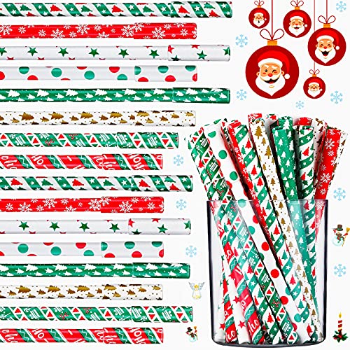 8 Styles Christmas Ballpoint Pen Writing Pens Blue Ball Point Pens Journaling Pens Christmas Tree Snowflake Ink Pens Office Pens School Supplies for Christmas Party (72)