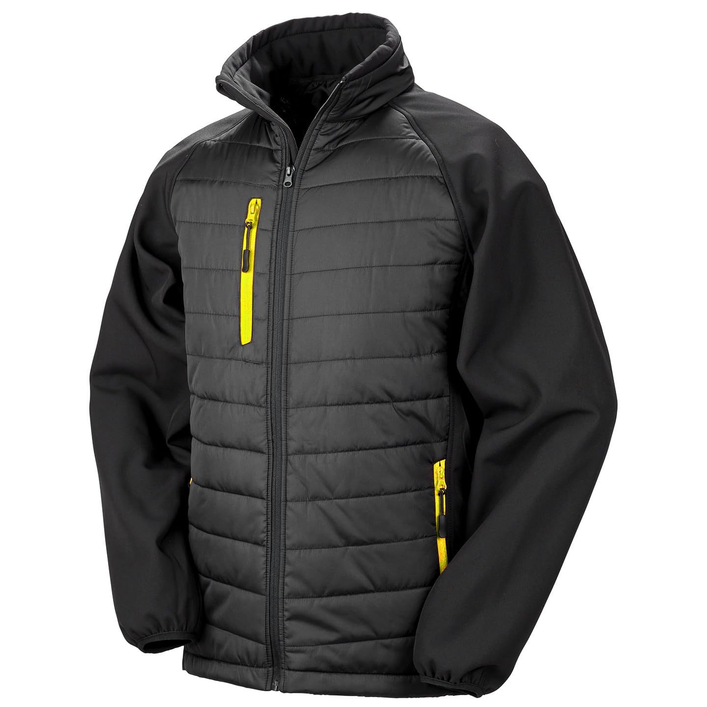 Result Unisex Adult Compass Softshell Padded Jacket (XXL) (Black/Yellow)