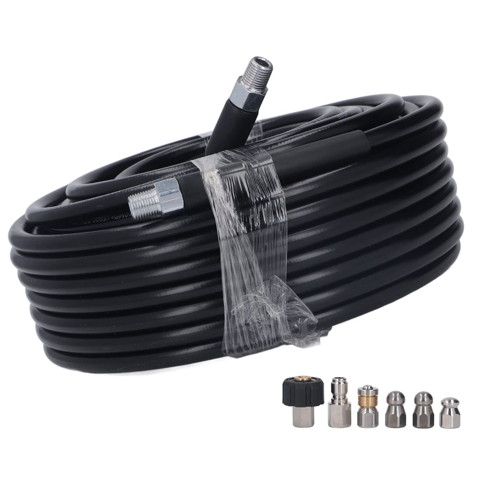 CHICIRIS Kit de Limpieza de Desagües a Presión, Manguera de 30 M (100 pies) y 5800 PSI con Rosca Hembra M22 a Conector Rápido NPT de 1/4", para Limpiar Coches, Motocicletas, Suelos,
