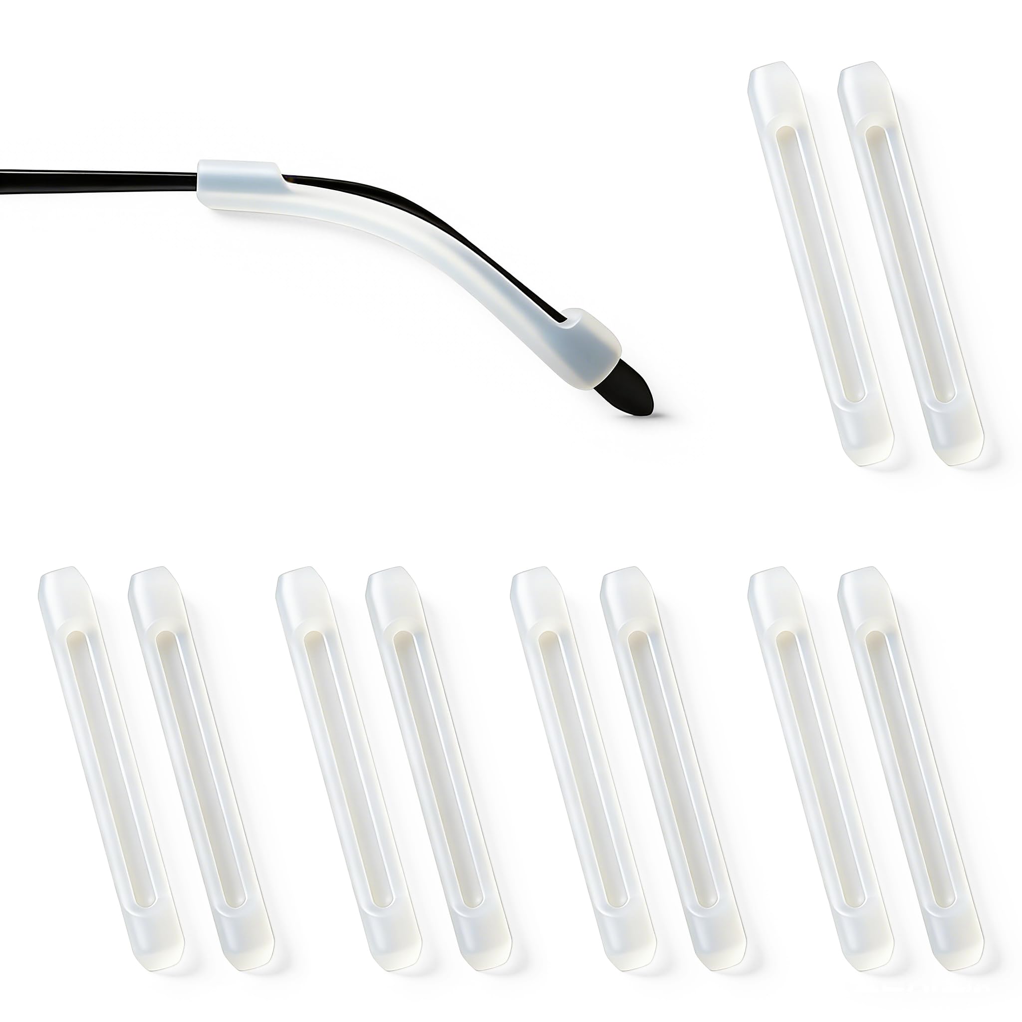 PTSLKHN Silicone Eyeglass Temple Tips Sleeve Retainer, 5Pairs of Anti-Slip Elastic Comfort Glasses Retainers