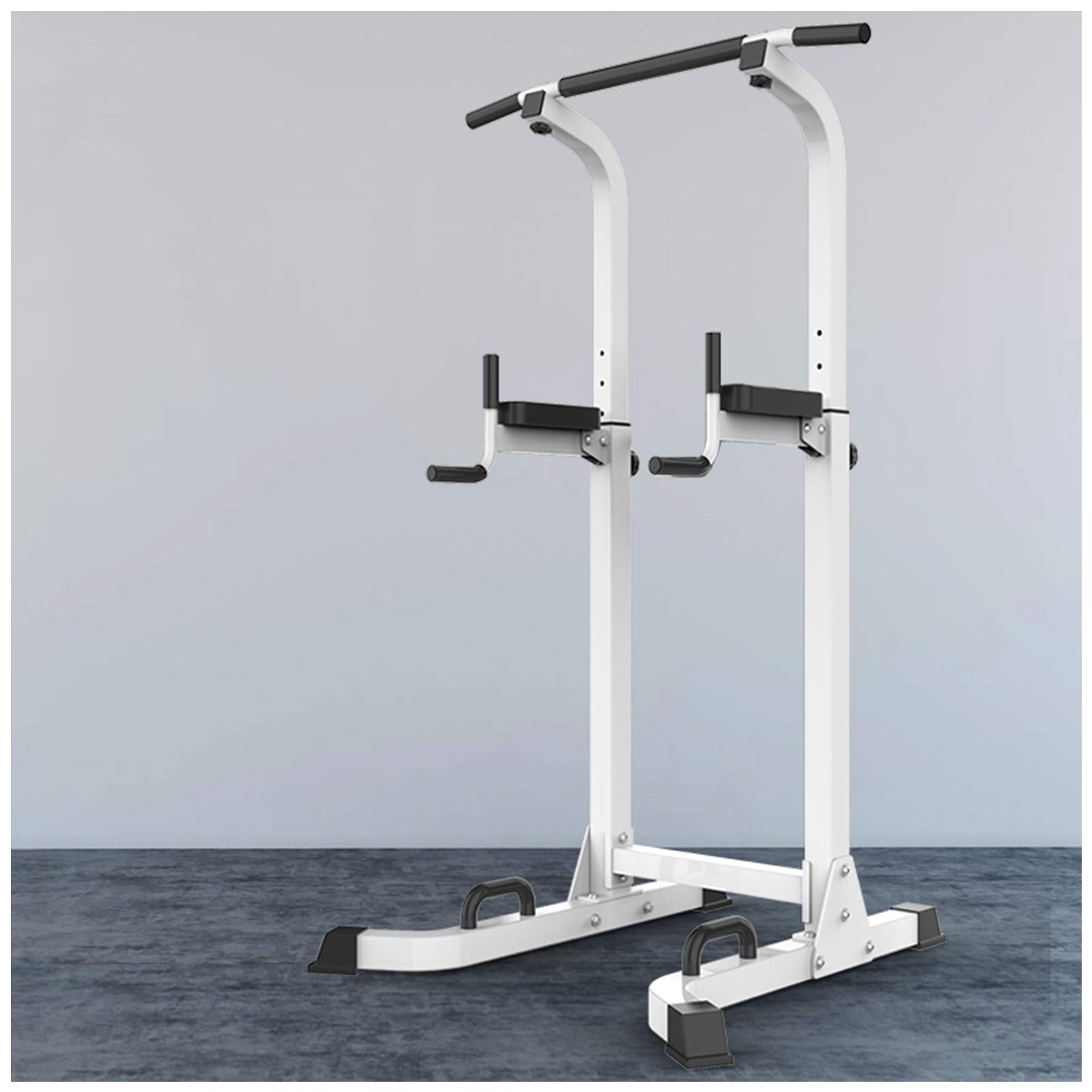 Stazione di Dip Multifunzione per Allenamento in Palestra in Casa Attrezzatura per Esercizi Fitness Torre con Barra per Trazioni/Push Up Regolabile in Altezza,