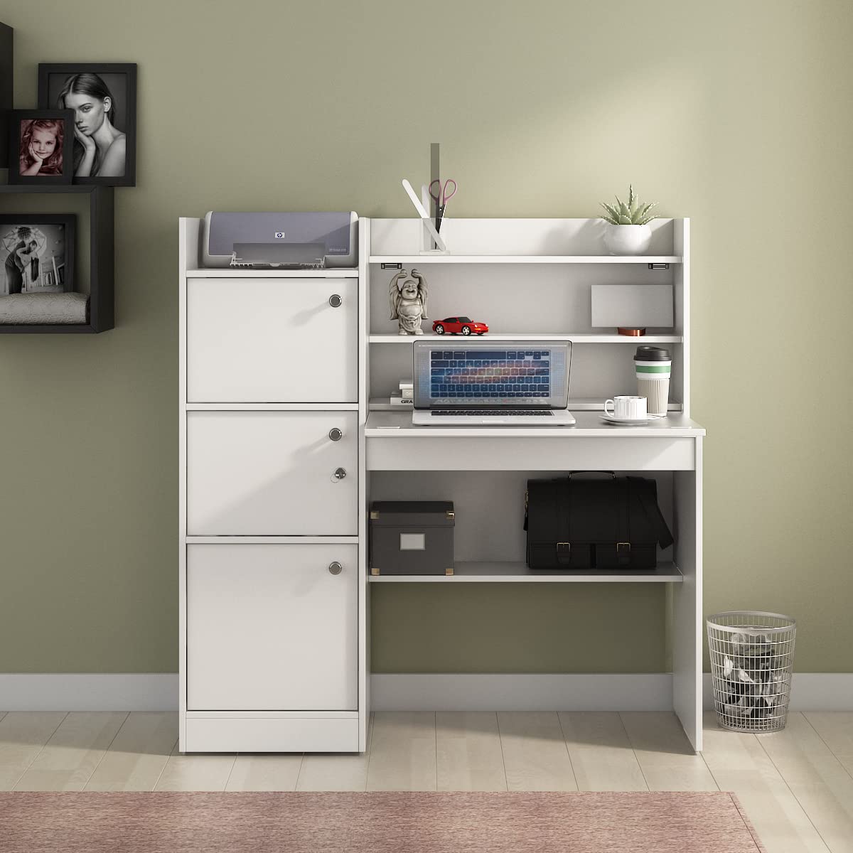 A GLOBIA CREATIONS Venus Study Table | Engineered Wood | Free Standing, Knock Down | Frosty White Finish | Elegant and Sturdy | Multistorage | 3 Years Warranty-picture-26