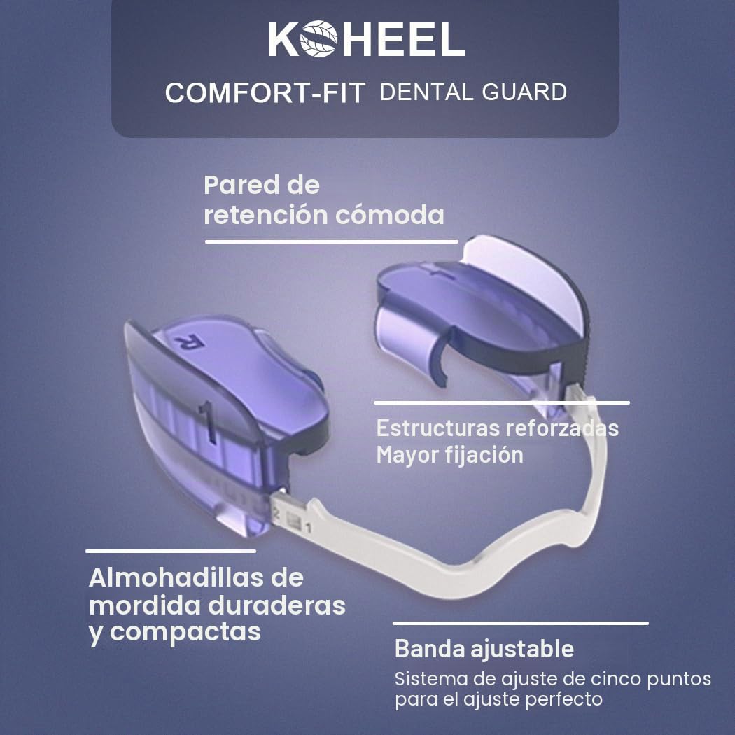 KOHEEL BG Férula Nocturna Ajustable para Bruxismo, Férula Dental sin Hervir para Alivio del Rechinar de Dientes, Paquete de 2 Unidades (Moderado)