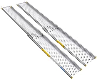Ruedamann 7FT Portable Wheelchair Ramp, 600 lbs Per Pair Capacity, Adjustable Aluminum Ramps for Wheelchairs, 8" Width Wheelchair Ramps for Home Steps, Doorways, Curbs