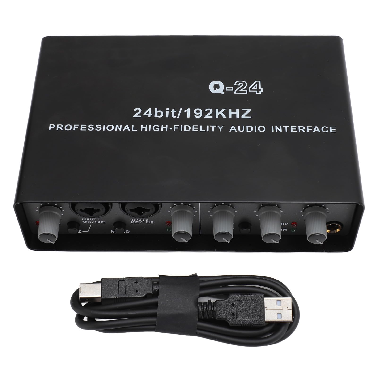 Interfaccia Audio con Alimentazione 48 V, 24 Bit 192 KHZ, Interfaccia Audio di Registrazione per Trasmissioni in Diretta, Registrazione Domestica, Produzione Musicale,