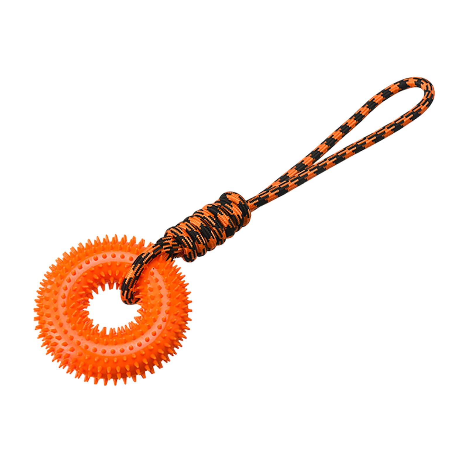 Dog Toys Squeaky Spiky Ring For Chewers Puppy Teething Toys With Rope For Boredom Interactive Training Ring For Small Medium Large Dogs Outdoor ByT251 (Orange, 13cm)