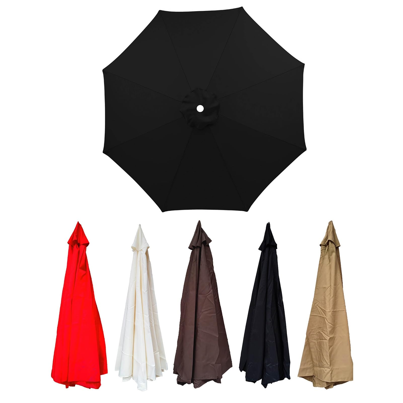 Parasol de jardin de remplacement anti-UV bâche étanche pour structure 8 baleines