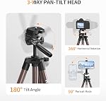 KINGJOY 71" Camera Tripod Lightweight Aluminum Tripod Stand for Phone Compatible with Canon Nikon iPhone with Wireless Remote Phone Holder and Bag Max Load 6.6 LB