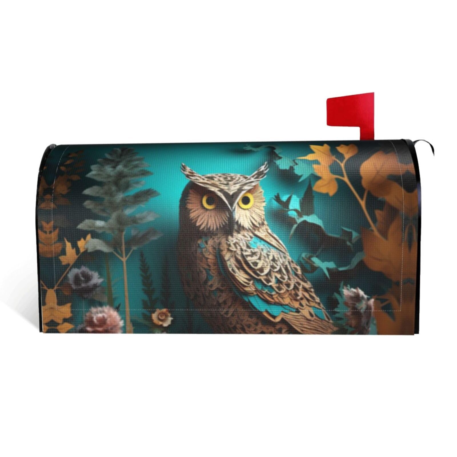 Owl Mailbox Covers Magnetic Standard Size 25.5x21 in, Decorative Post Letter Box Cover Waterproof Mailbox Wraps Outdoor Post Wraps for Garden Yard Home Decor