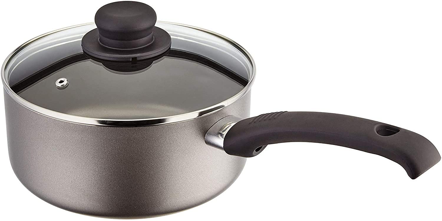 AZS Saucepan 20cm / 2.7 L, Non-Stick Large Sauce Pan Aluminium - Vented Saucepans with Glass Lid and Stay Cool Handles – Cooking Pot Suitable for Gas, Halogen, Solid Hotplate & Radiant Ring
