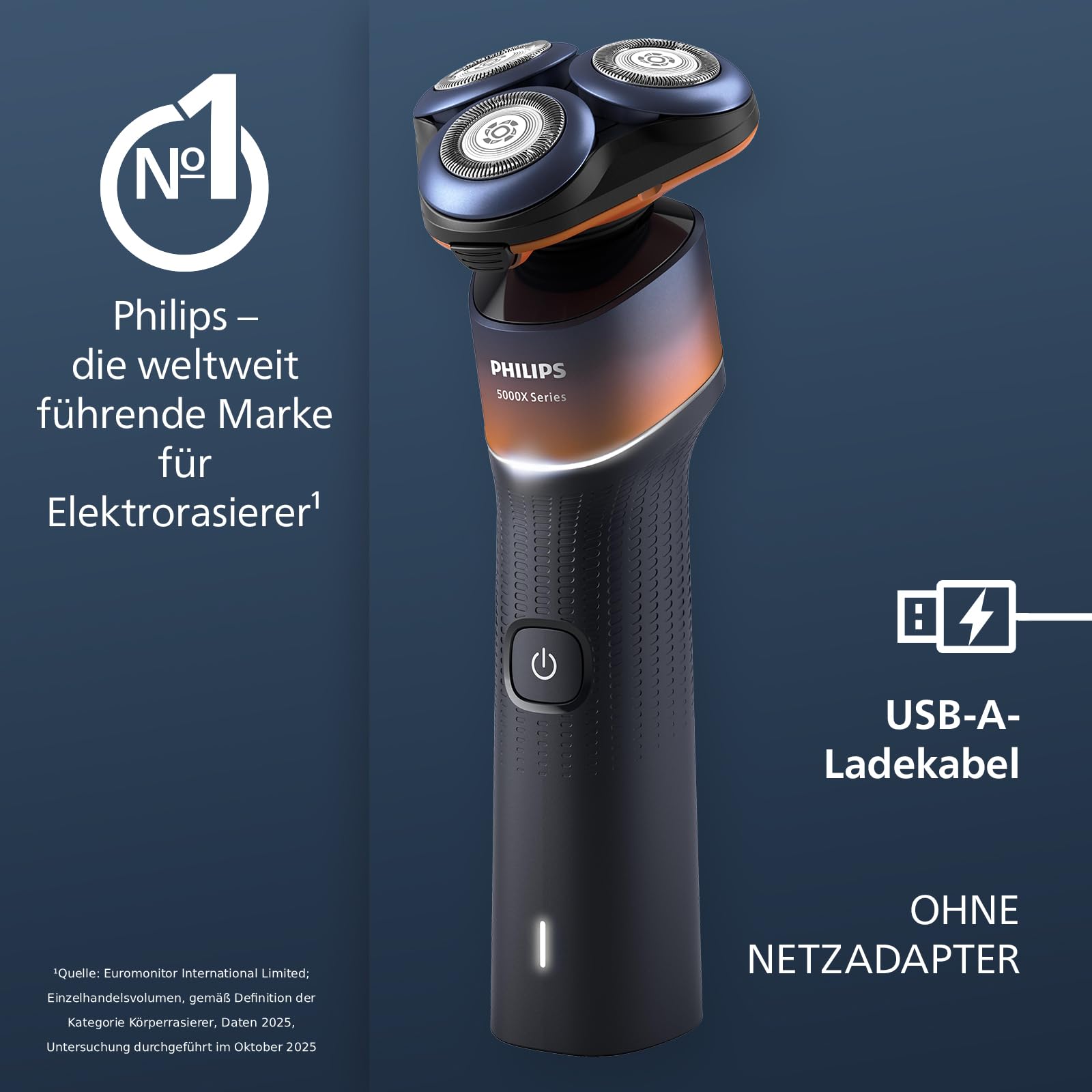 Philips Shaver Series 5000X, elektrischer Rasierer für Herren, Nass- und Trockenrasur, Skin Protect Technologie, flexibler 360-Grad-Scherkopf, Aufladen in 1 Std./5 Min Schnellladung (Modell X5012/00)