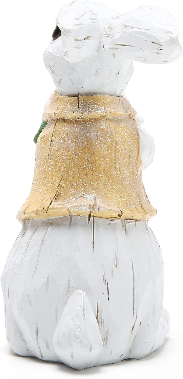 Hodao Easter Bunny Decorations Spring Home Decor Bunny Figurines Gifts(Spring White Rabbit) - Image 2