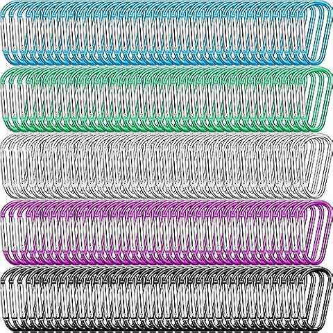 Shimeyao 180 Pcs 1.8" Small Aluminum Clip Keychain Buckle Clip Bulk Mini Aluminum D Ring Shape Small Lock Spring Snap Hook (Bright Color) Cover