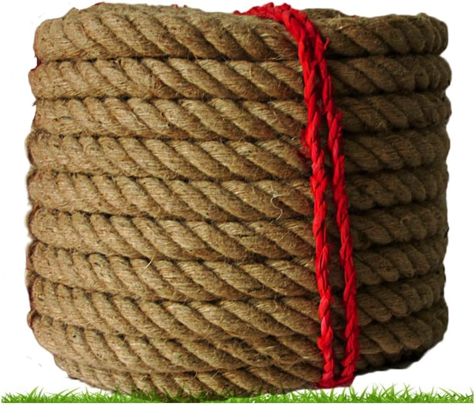 Durable Hemp Rope 20mm Jute Rope Natural Thick Hemp Rope for Crafts, Railings, Hammock, Decorating Strong Natural Rope Nautical Rope decoration park (Color : 18mm, Size : 90m)