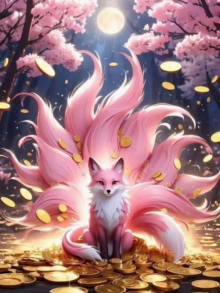 Brennora 5D Diamond Painting Kits Full Drill Round Gem DIY Arts and Crafts Home Wall Decor Gift Money Fox 40x50cm