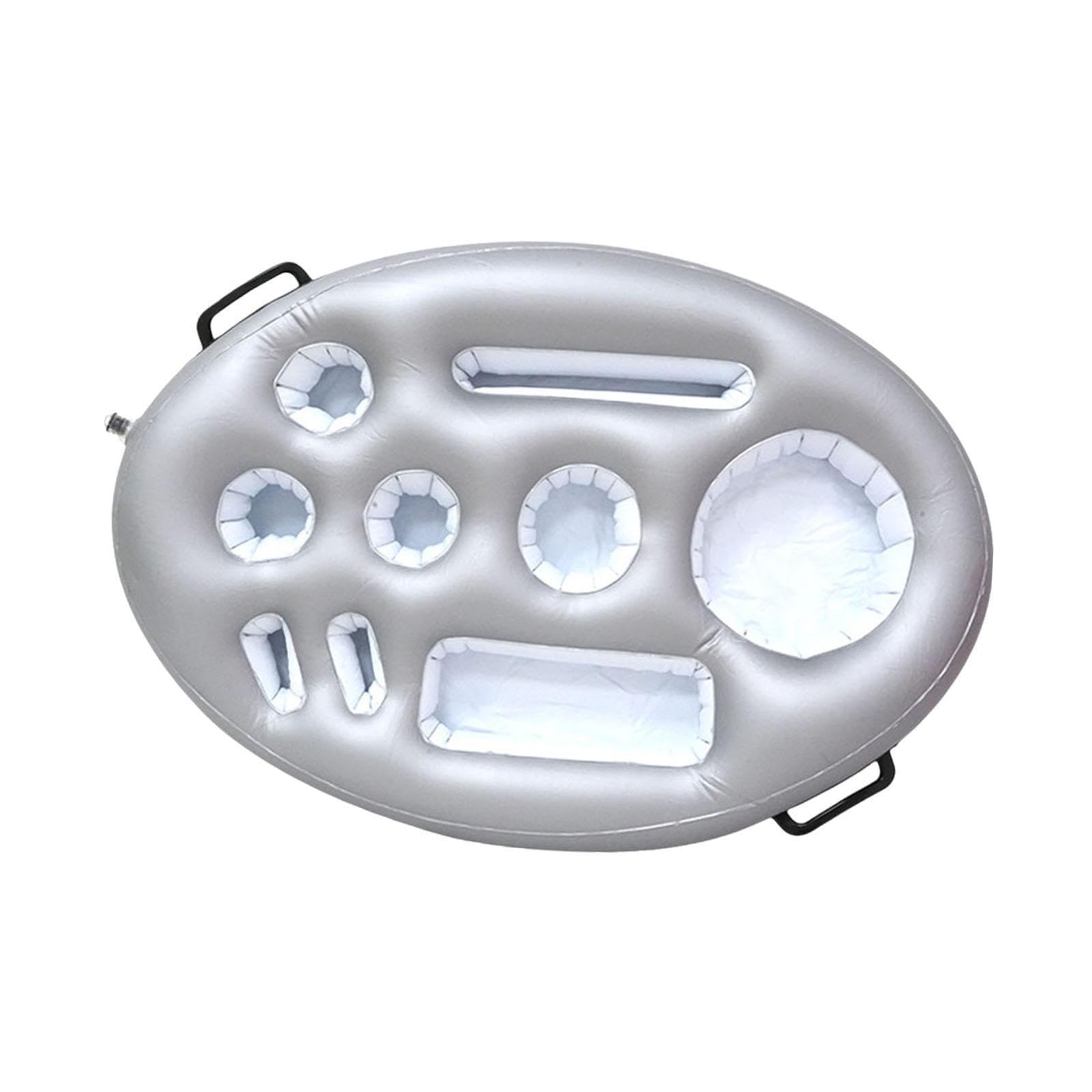 Almencla Porte-Boissons Flottant Gonflable, Plateau Buffet, Refroidisseur de Boissons en PVC, Porte-collations pour Bouteilles, Gobelets et Fruits, Idéal pour, Argent