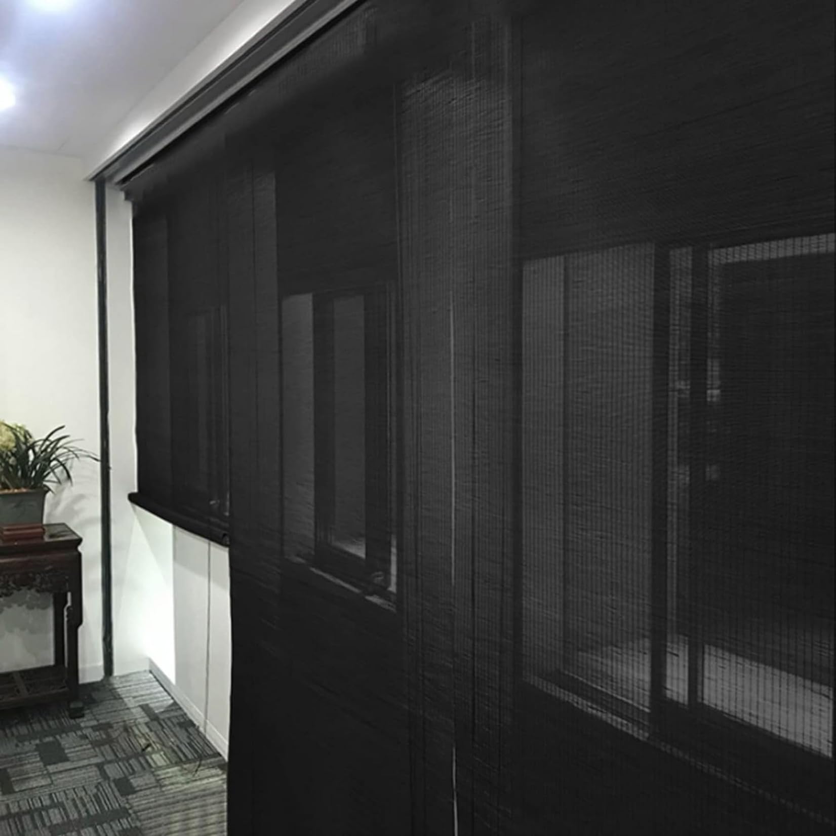 110x150cm Store Enrouleur Exterieur Noir Rideaux Enroulables en Bambou Naturel,Stores à Rouleau en Bambou pour Fenêtre et Porte,Protection Solaire, Tirage Latéral, Occultant,Respirant