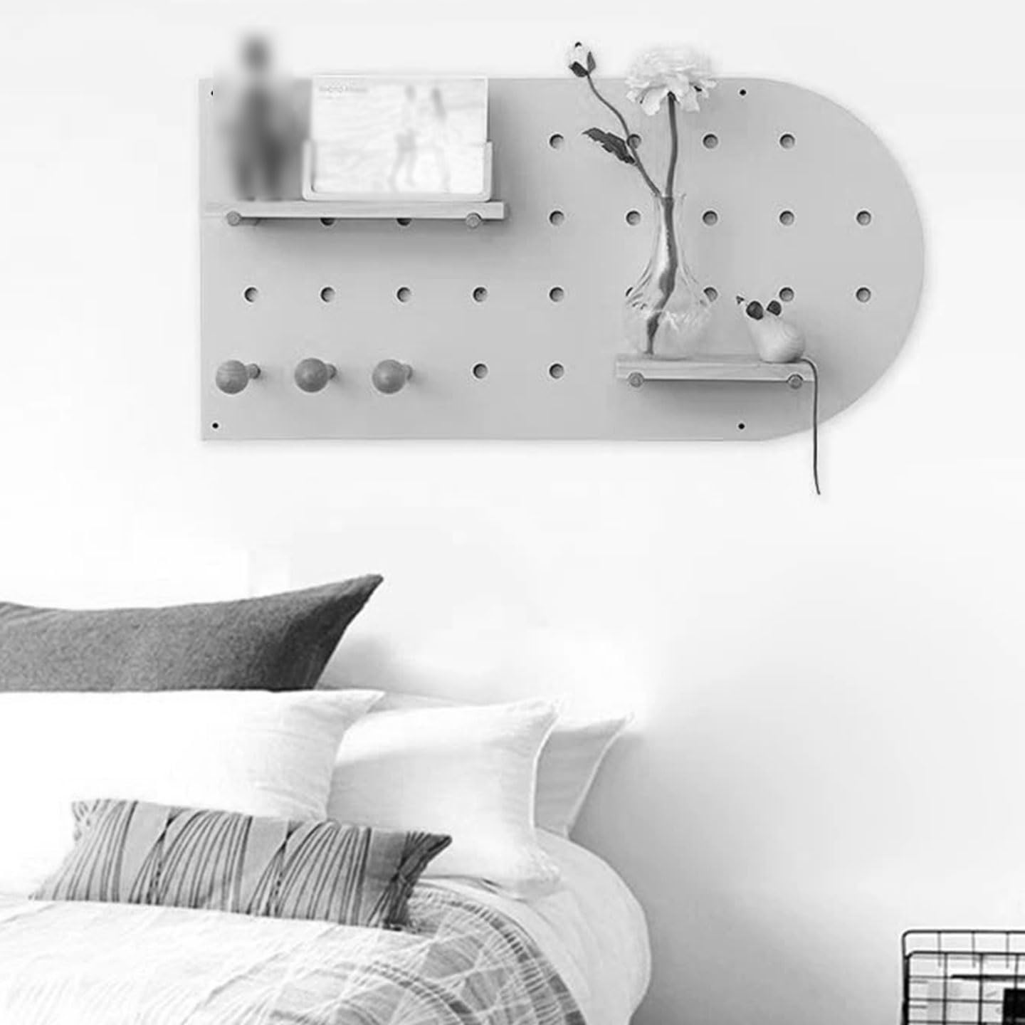 Gewölbtes Modulares Pegboard, Holz-Wandregal, Mit Zubehör(White color)