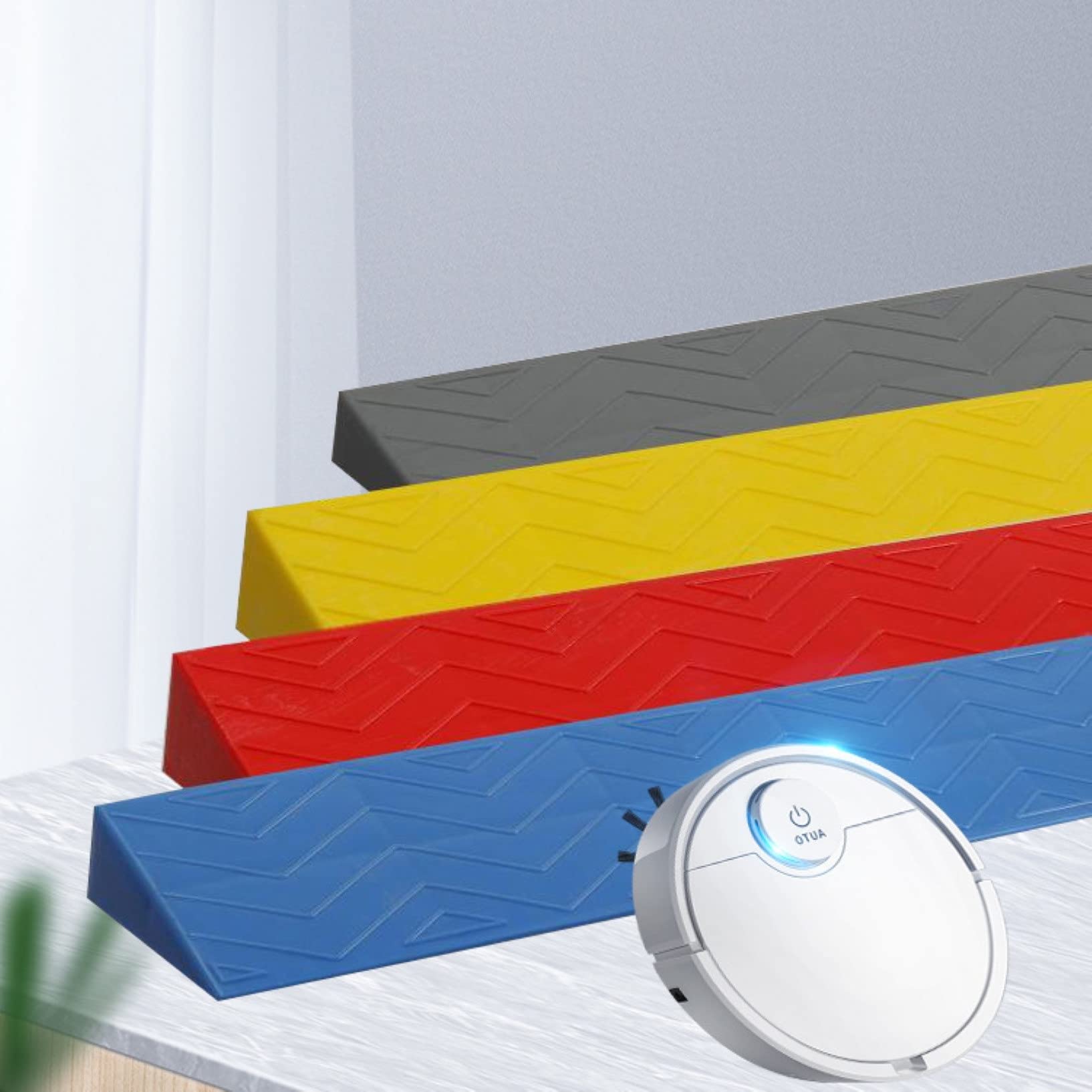 Rampy progowe do drzwi Wytrzymałe rampy do wózków inwalidzkich Plastikowe rampy elektryczne do progu drzwi Rampa do skutera z antypoślizgową powierzchnią (kolor: szary, rozmiar: 100 * 12 * 5 cm)
