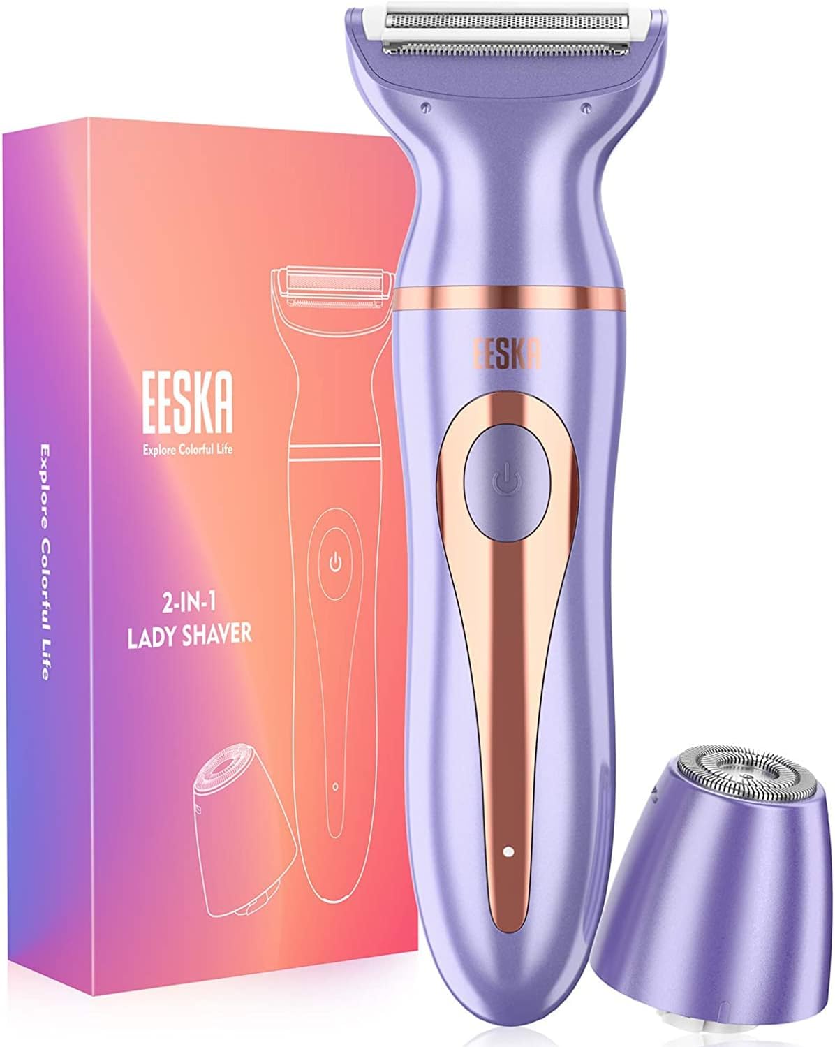 Electric Razor for Women, EESKA Electric Lady Shaver for Shaving Cordless 2-in-1 Shaver for Women Face Legs Underarm, Portable Bikini Trimmer IPX7 Waterproof Wet Dry Hair Removal,Type-C USB Recharge