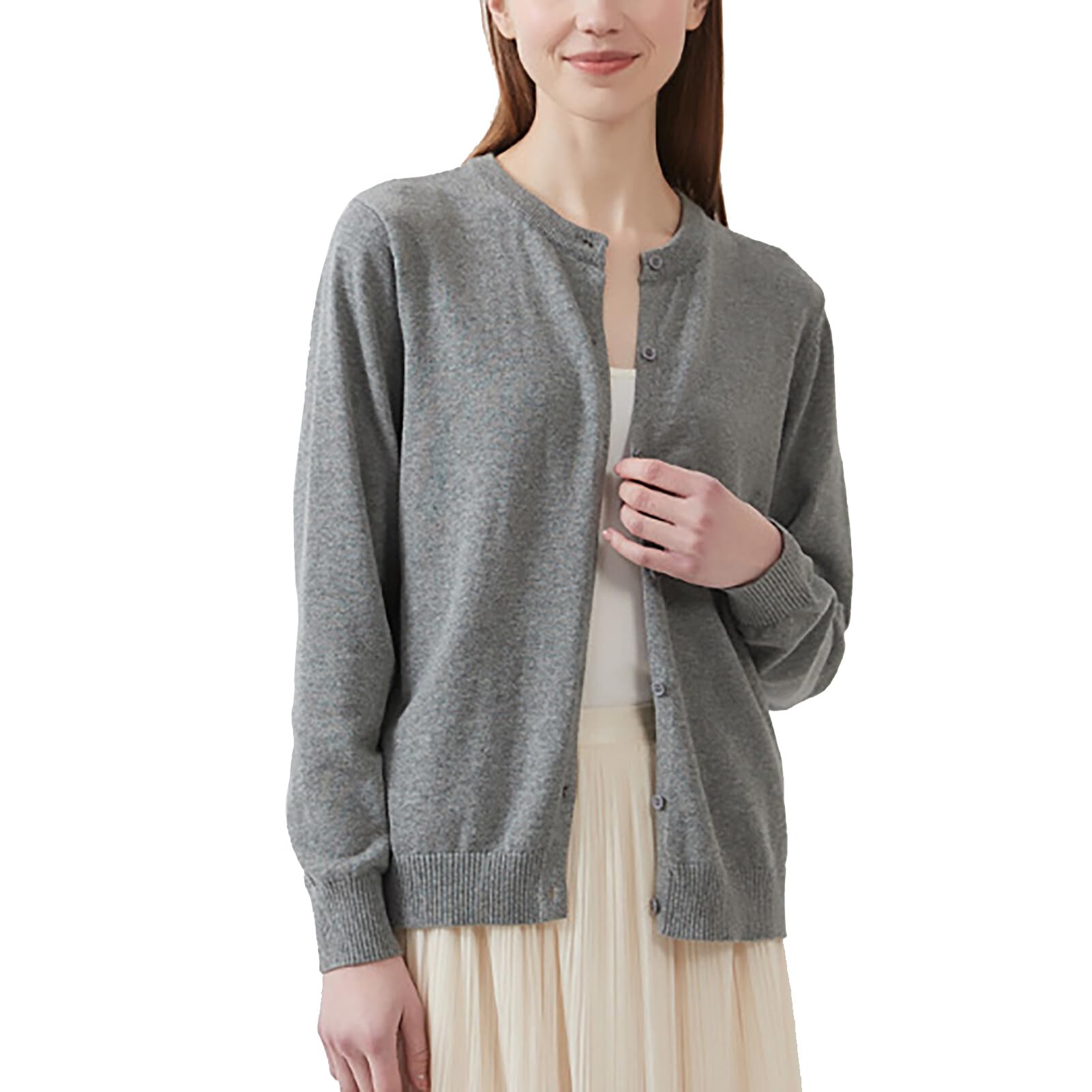 Cardigan Sweaters for Women Crew Neck Cardigans Button up Lightweight Sweater