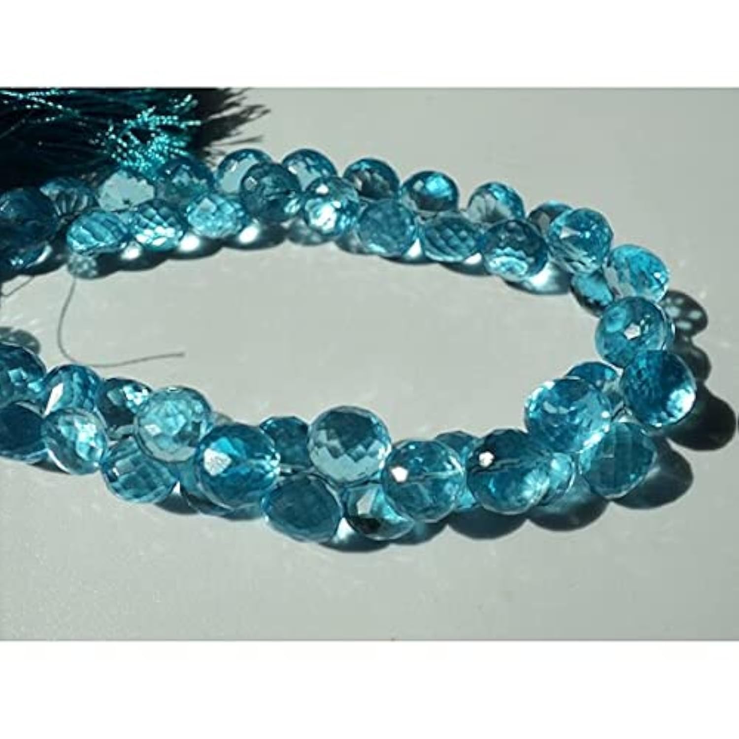 Quartz mystique bleu perles oignons facettées 8mm pour création bijoux DIY minéraux