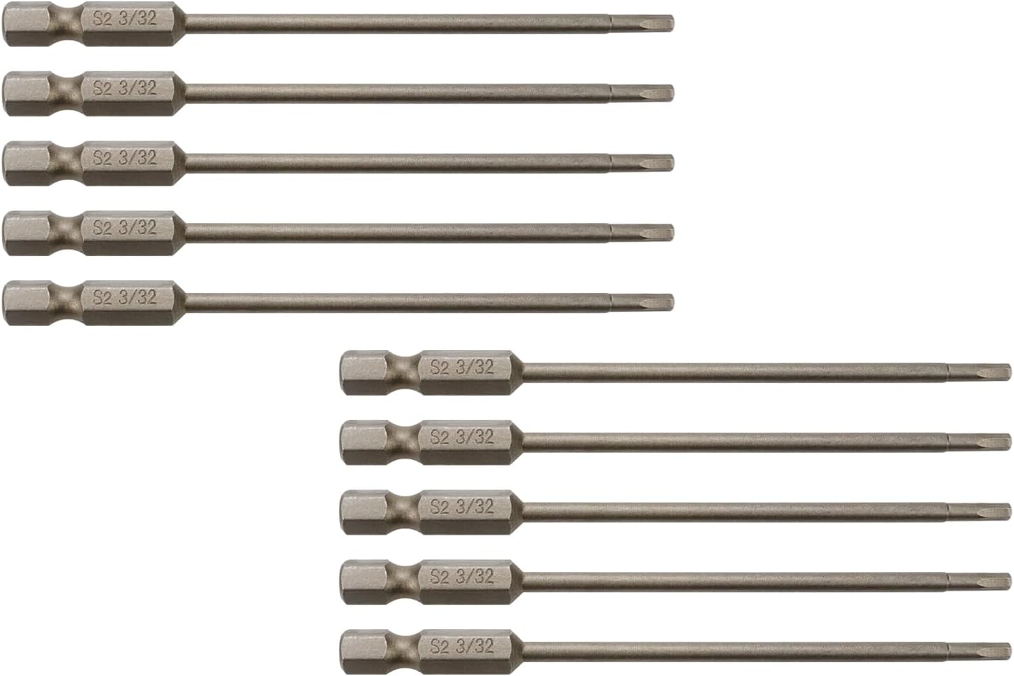3/32" Hex Head Screwdriver Drill Bits Set Screwdriver Bit Set 4" Long,1/4" Shank Magnetic Bit Set for Assembling Furniture-10pcs