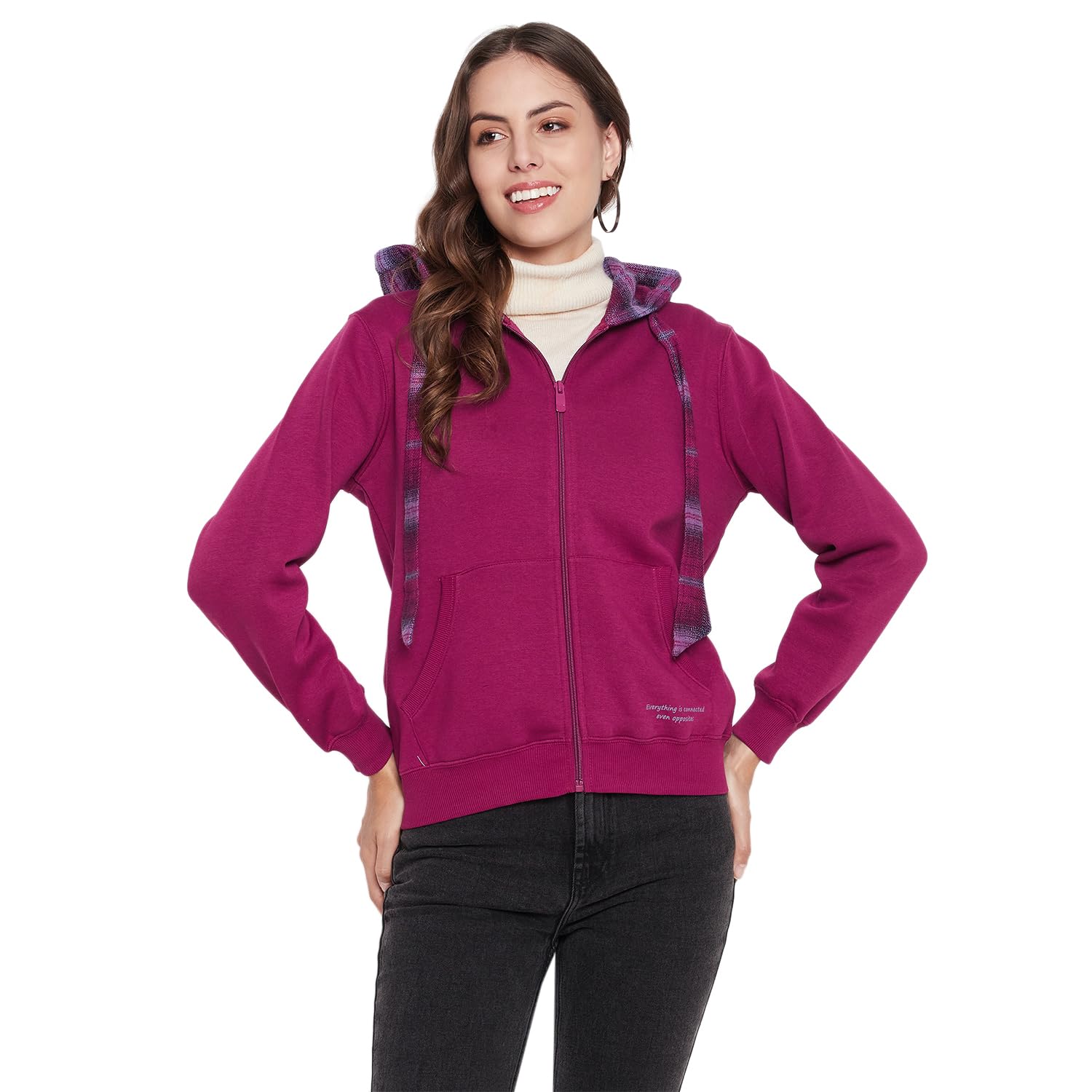 madame Women Solid Plum Hoodie-picture-11