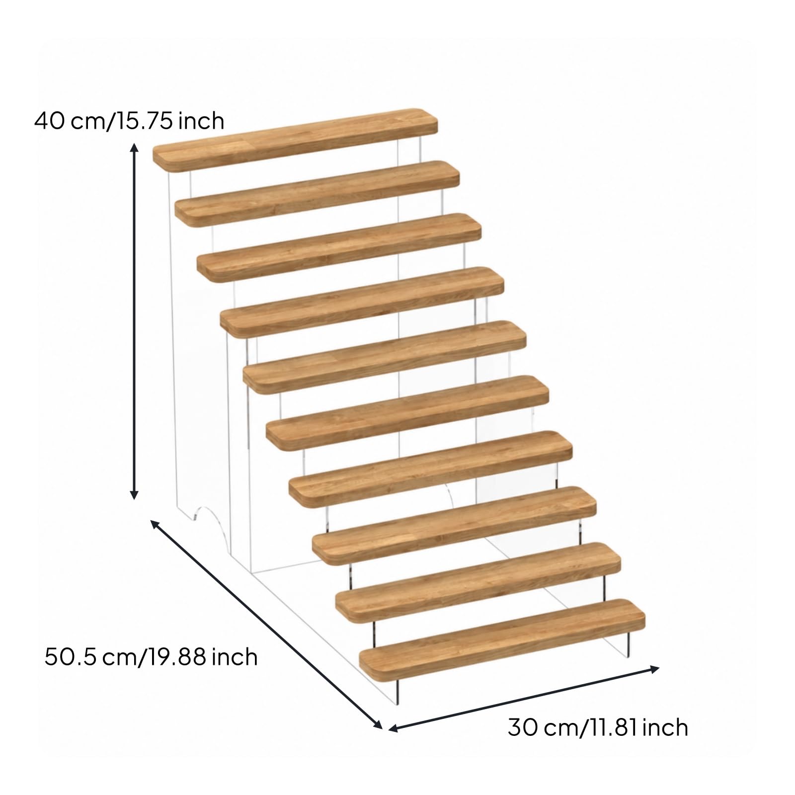 Étagère à Gradi En Bois Acrylique Robuste Support D'affichage Suppor En Acrylique Traparent Présentoir n à Étages , 10 Niveaux