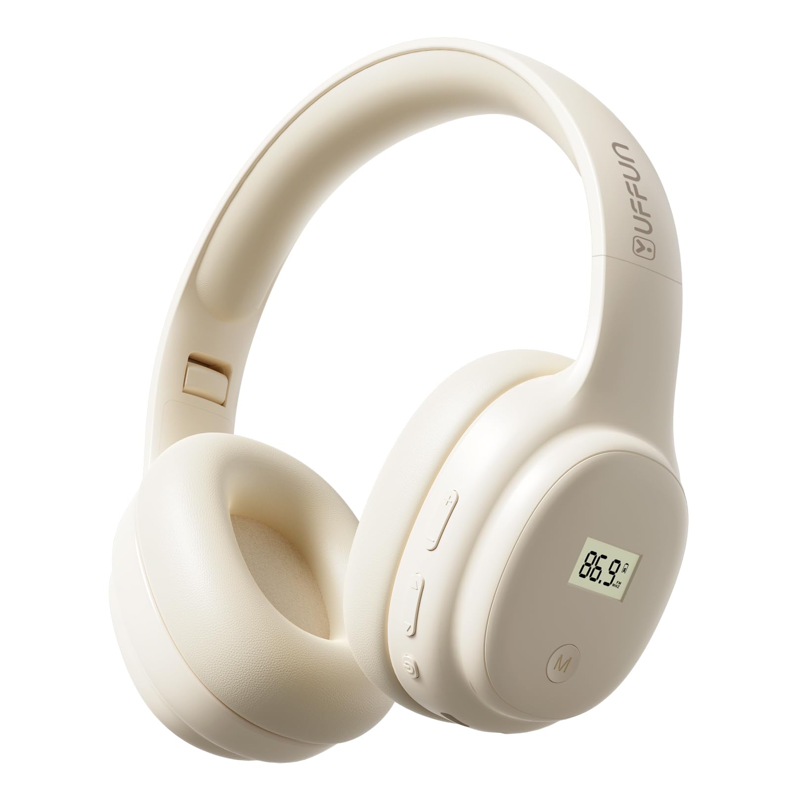 F5 Portable Personal FM Radio Headphones Rechargeable- Beige