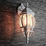 Rustikale Wandleuchte für Außen in weiß E27 230V bis 60 Watt Außenleuchte Außenlampe Wandlampe Beleuchtung Hof Garten Terrasse Licht