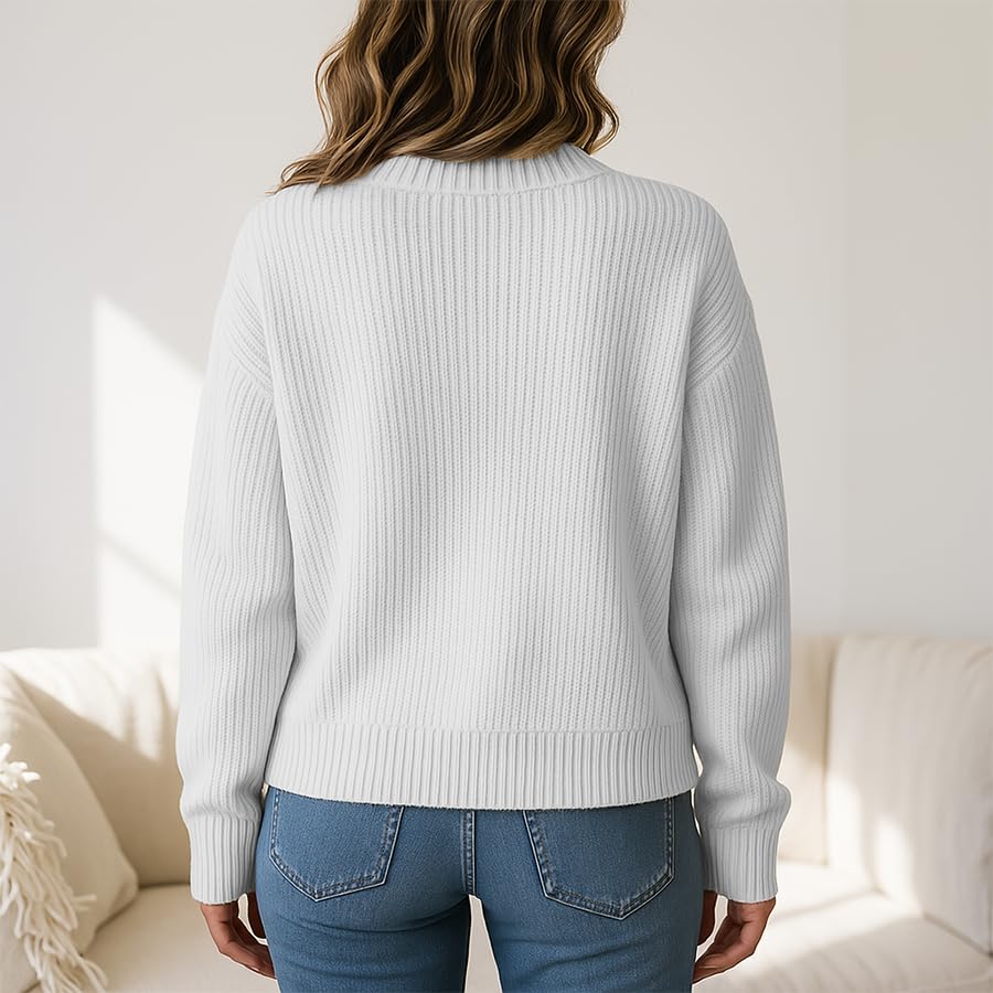 Noni Women's American Flag Pattern Long Sleeve Lightweight Round Neck Sweater Casual Loose Pullover Sweater3