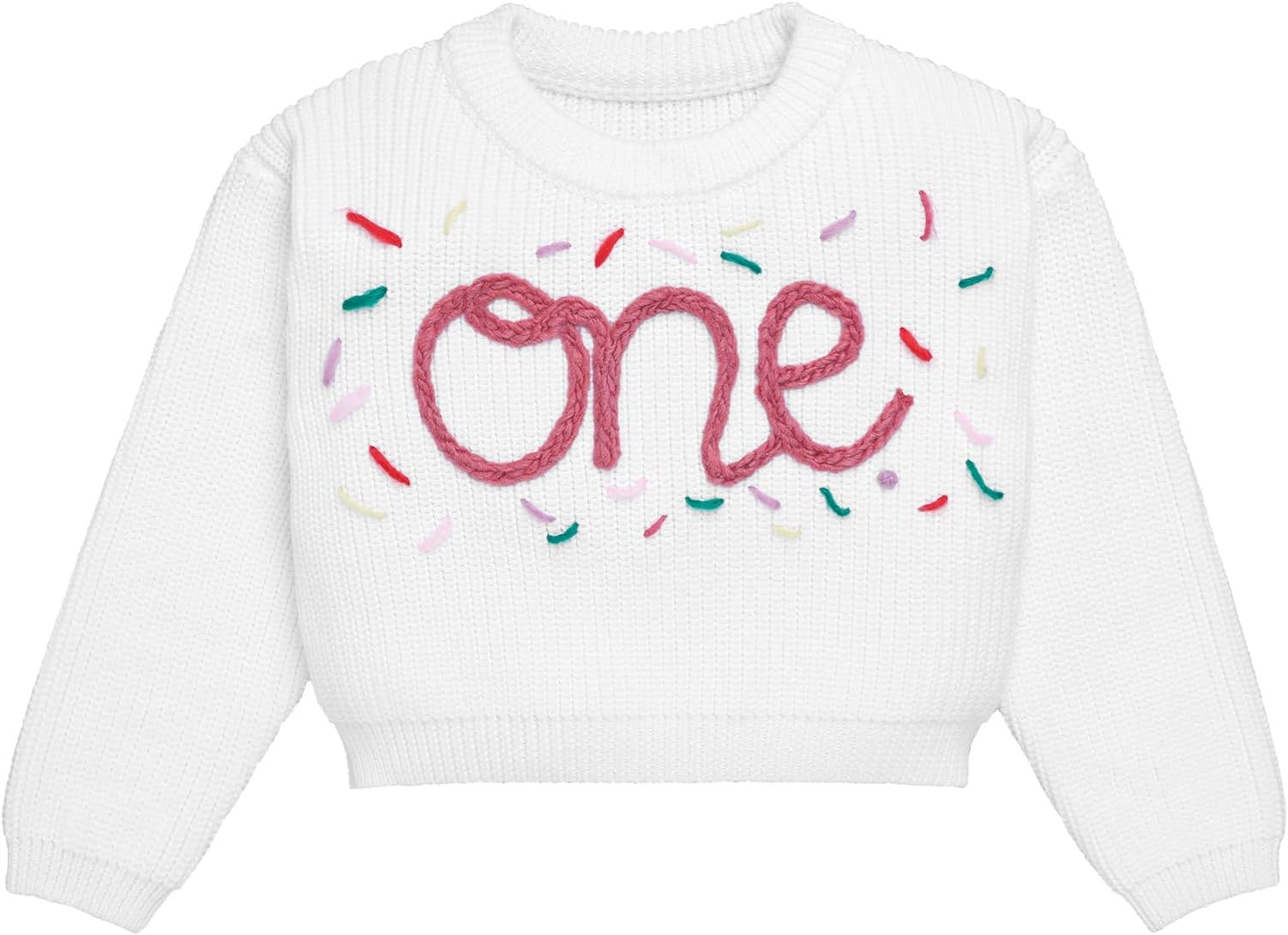 Toddler Baby Girls First Birthday Outfit Boho Embroidery One Sweater Top Knit Pullover Sweatshirt Fall Winter Clothes