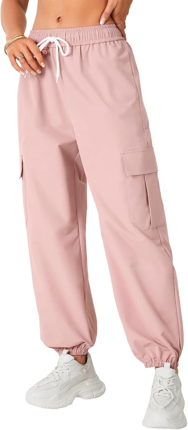 Vrtige Women's Cargo Joggers Pants Baggy Drawstring Parachute High Waisted Pants with Pockets - Image 3