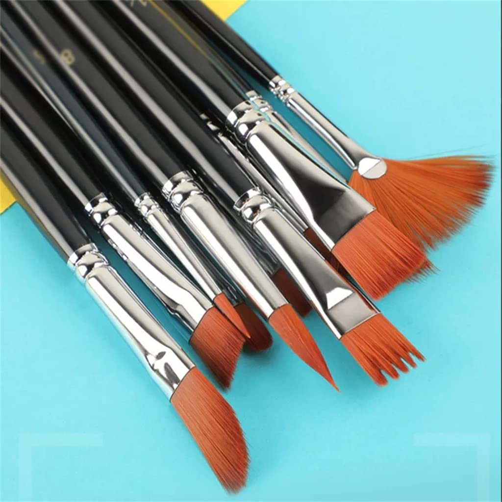 BATLAM Set di pennelli Multiuso da 12 Pezzi per Set di pennelli per Pittura ad Olio Forniture artistiche per Principianti in Capelli di Nylon (Color : A, Size (A As The Picture Shows)